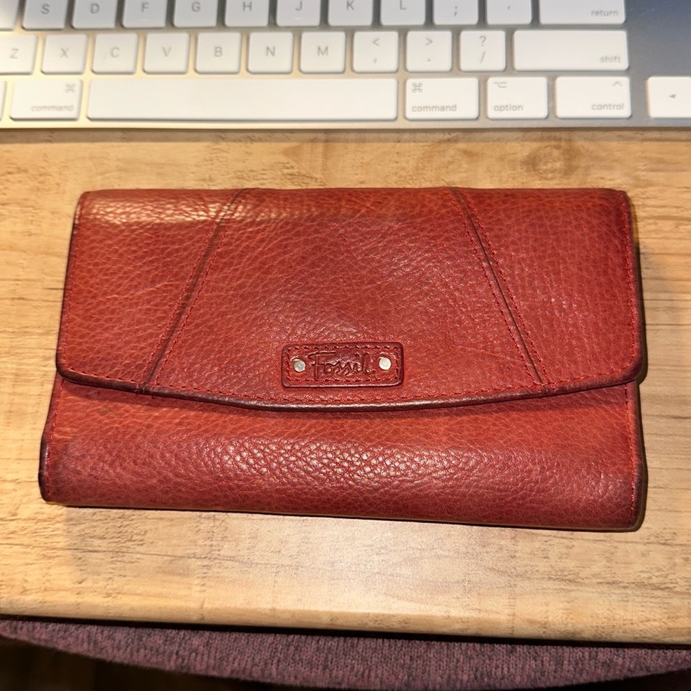 Fossil large red wallet
